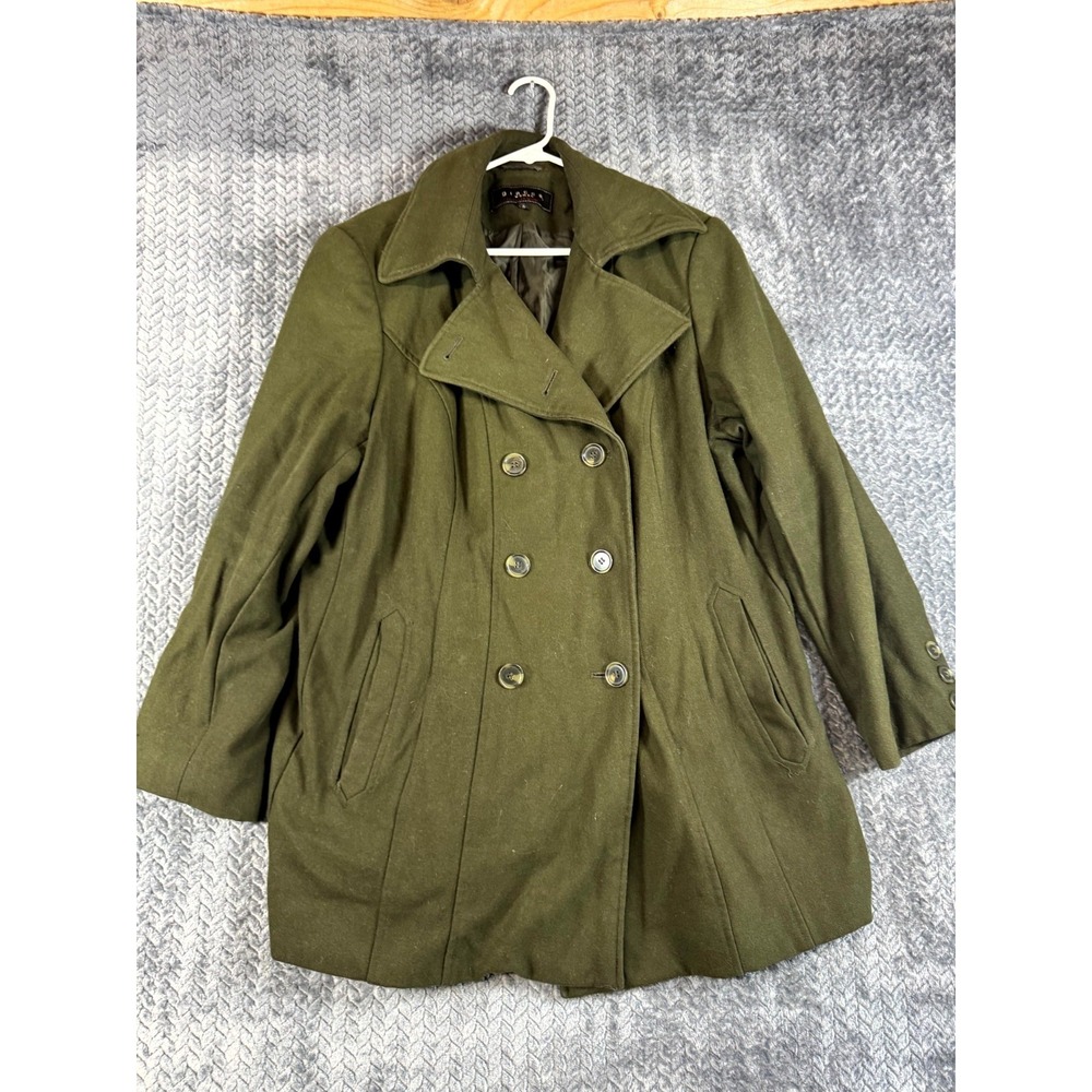 Giacca Gallery Company Pea Coat Womens 1X Green Double Breasted Notch Lapel